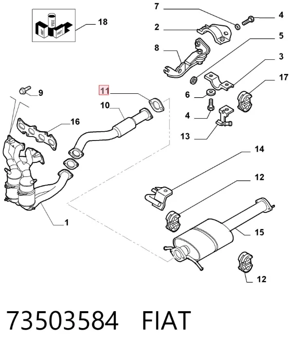 Uszczelka rury odbiornika tłumika 73503584 Fiat/Alfa/Lancia