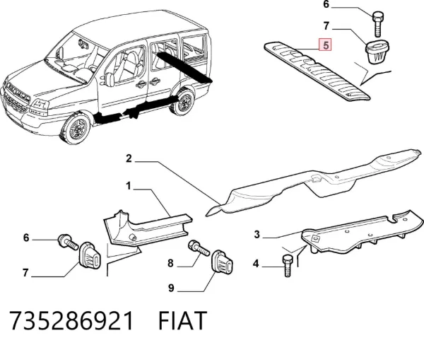 Panel bagażnika tylny 735286921 Fiat/Alfa/Lancia