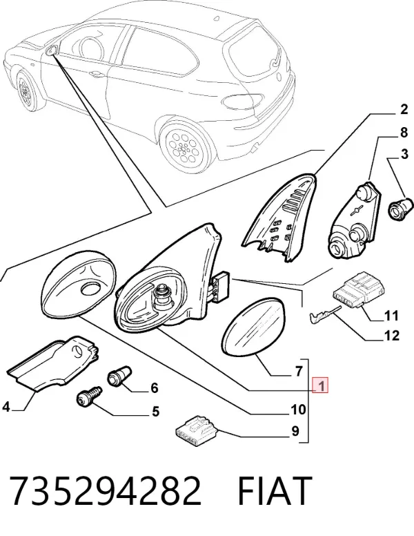 Lusterko wsteczne prawe 735294282 Fiat/Alfa/Lancia