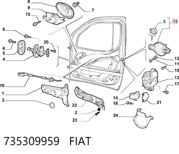 Klamka drzwi przednich zewnętrzna prawa 735309959 Fiat/Alfa/Lancia