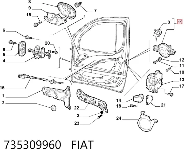 Klamka drzwi przednich zewnętrzna lewa 735309960 Fiat/Alfa/Lancia