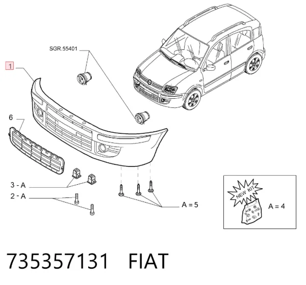Zderzak przedni 735357131 Fiat/Alfa/Lancia
