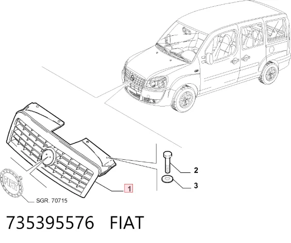 Atrapa chłodnicy 735395576 Fiat/Alfa/Lancia