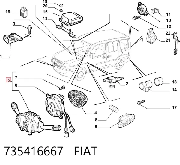 Przełącznik zespolony, w komplecie 735416667 Fiat/Alfa/Lancia