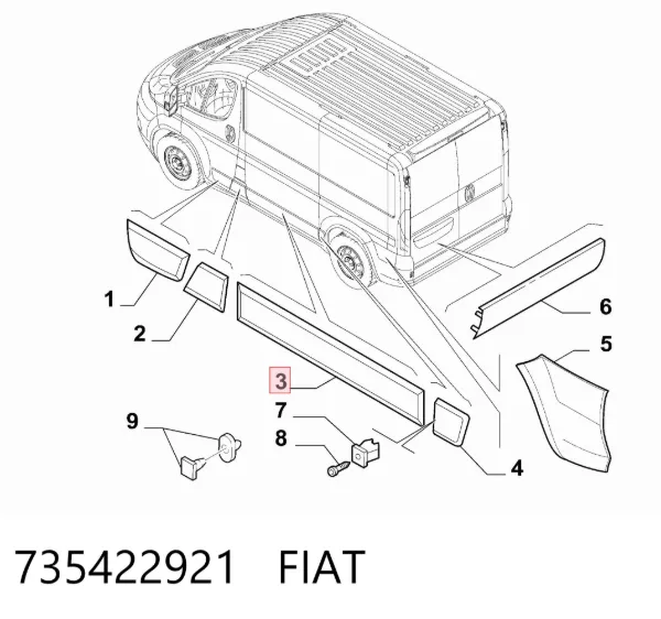 Listwa ochronna drzwi bocznych (przesuwnych) 735422921 Fiat/Alfa/Lancia
