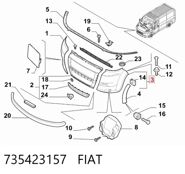 Zderzak przedni, lewa część 735423157 Fiat/Alfa/Lancia