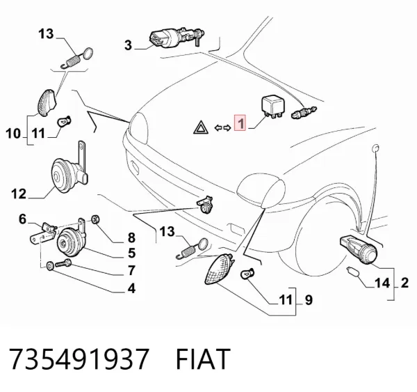 Przekaźnik kierunkowskazów 735491937 Fiat/Alfa/Lancia