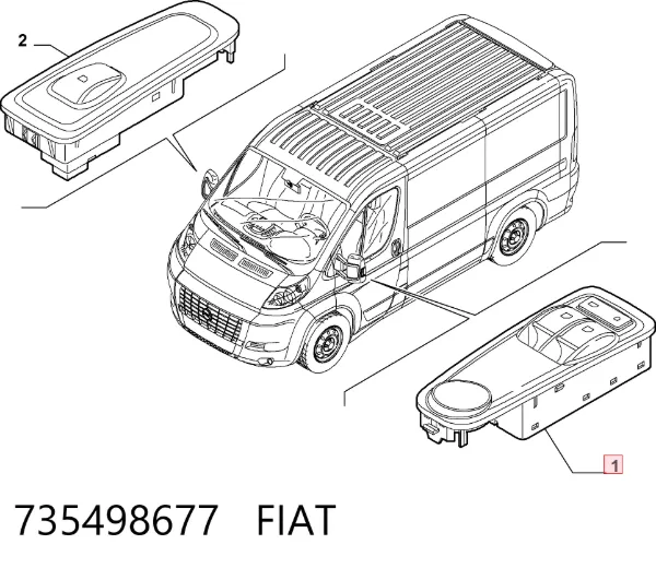 Panel przyciskowy sterowania podnośnikiem szyby przedni lewy 735498677 Fiat/Alfa/Lancia