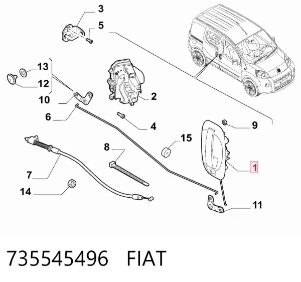 Klamka drzwi bocznych przesuwnych zewnętrzna 735545496 Fiat/Alfa/Lancia