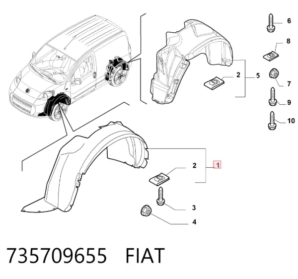 Nadkole błotnika przedniego prawe 735709655 Fiat/Alfa/Lancia