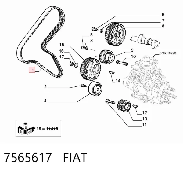 Pasek rozrządu 7565617 Fiat/Alfa/Lancia