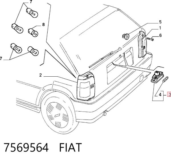 Lampa oświetlenia tylnej tablicy rejestracyjnej 7569564 Fiat/Alfa/Lancia