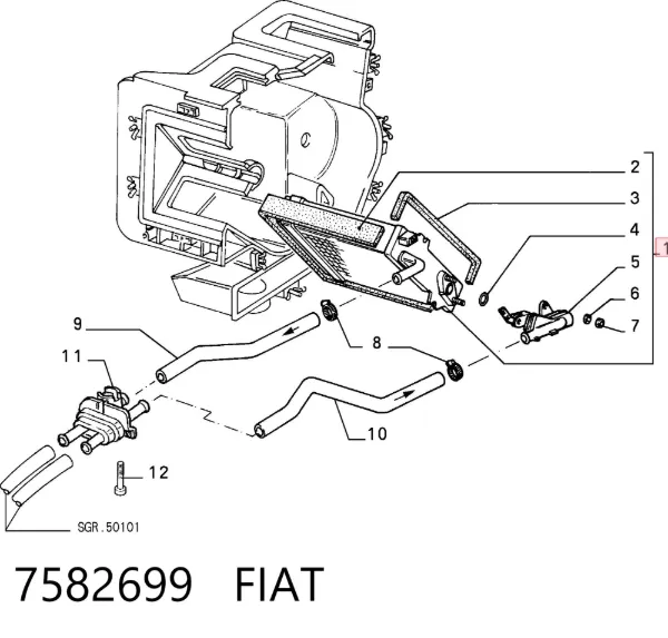 Chłodnica nagrzewnicy (ogrzewacza) 7582699 Fiat/Alfa/Lancia
