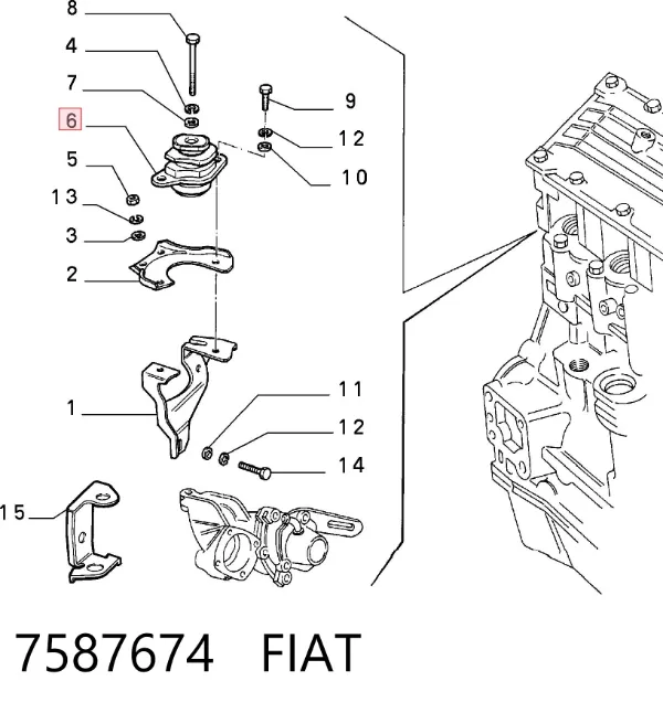 Poduszka (podpora) silnika prawa Fiat Fiorino 146 Uno