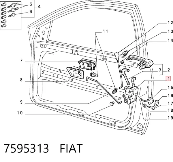 Zamek drzwi przednich lewych 7595313 Fiat/Alfa/Lancia