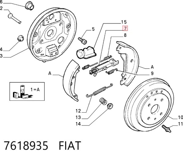 Samoregulator szczęk hamulcowych (zestaw naprawczy) 7618935 Fiat/Alfa/Lancia