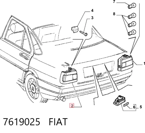 Lampa zespolona tylna lewa Fiat Tempra 159
