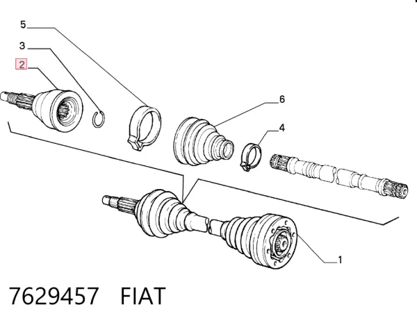 Przegub homokinetyczny przedni zewnętrzny 7629457 Fiat/Alfa/Lancia