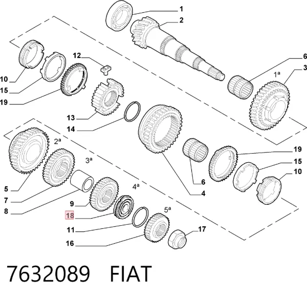 Łożysko wału sprzęgłowego skrzyni biegów 7632089 Fiat/Alfa/Lancia