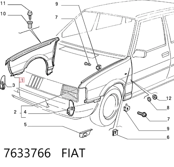 Błotnik przedni prawy 7633766 Fiat/Alfa/Lancia