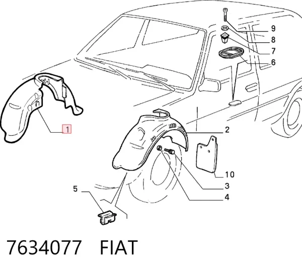 Nadkole błotnika przedniego prawe 7634077 Fiat/Alfa/Lancia