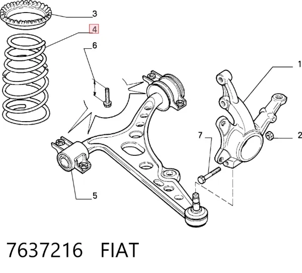 Sprężyna przednia 7637216 Fiat/Alfa/Lancia