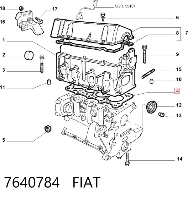 Uszczelka głowicy cylindrów 7640784 Fiat/Alfa/Lancia