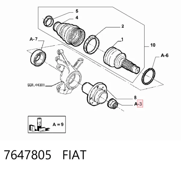 Śruba koła 7647805 Fiat/Alfa/Lancia