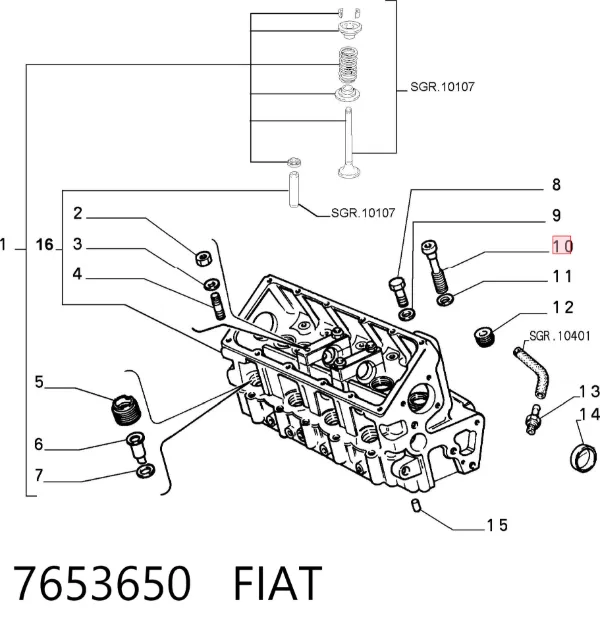 Śruba głowicy cylindrów 7653650 Fiat/Alfa/Lancia