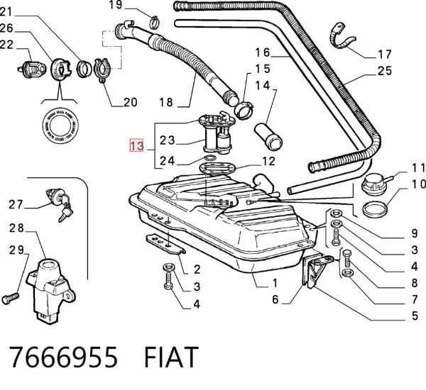 Moduł pompy paliwowej z czujnikiem poziomu paliwa 7666955 Fiat/Alfa/Lancia