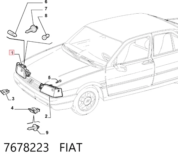 Reflektor prawy 7678223 Fiat/Alfa/Lancia