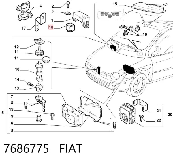 Elektryczne przekaźnik wielofunkcyjne 7686775 Fiat/Alfa/Lancia