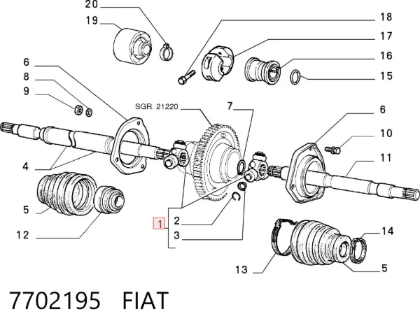 Przegub homokinetyczny wewnętrzny trójramienny 7702195 Fiat/Alfa/Lancia