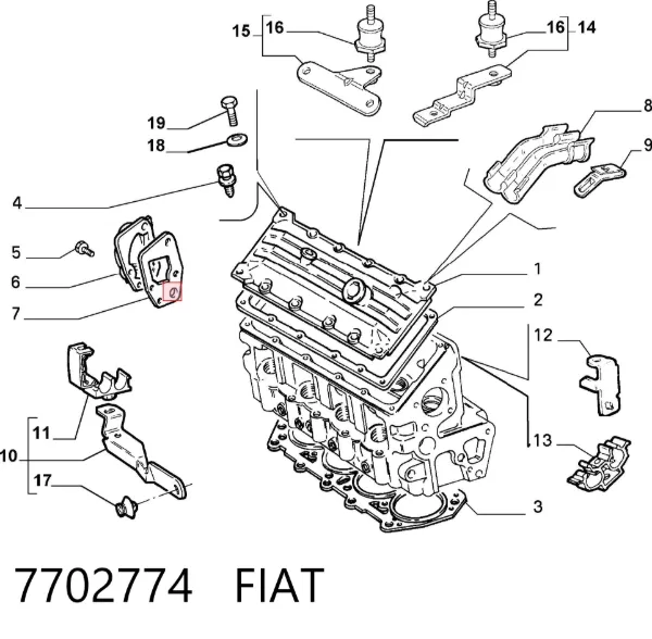 Uszczelka pokrywy zaworowej silnika 7702774 Fiat/Alfa/Lancia