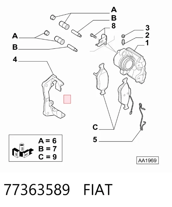 Sprężyna mocująca zacisku 77363589 Fiat/Alfa/Lancia