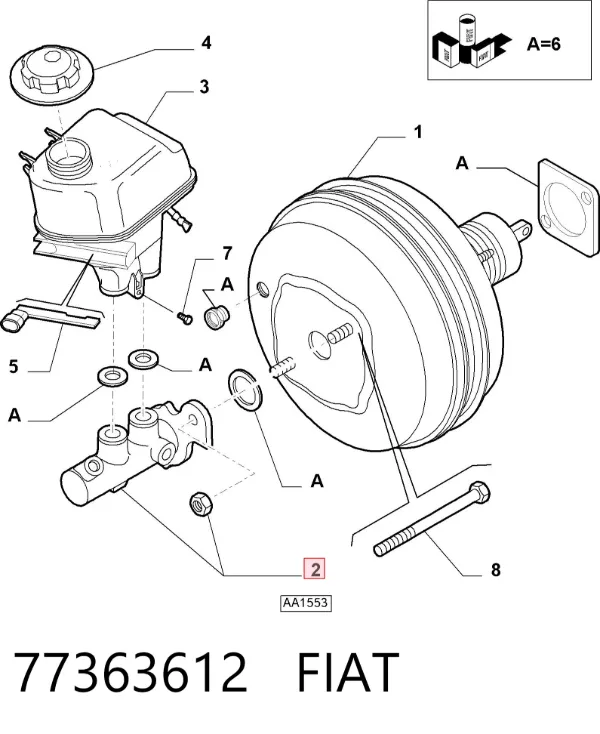 Główny cylinder hamulców 77363612 Fiat/Alfa/Lancia