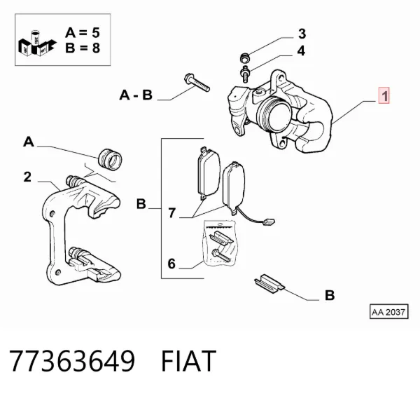 Zacisk hamulcowy tylny prawy 77363649 Fiat/Alfa/Lancia