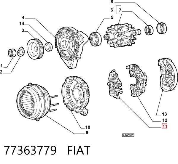 Regulator alternatora (przekaźnik ładowania) 77363779 Fiat/Alfa/Lancia