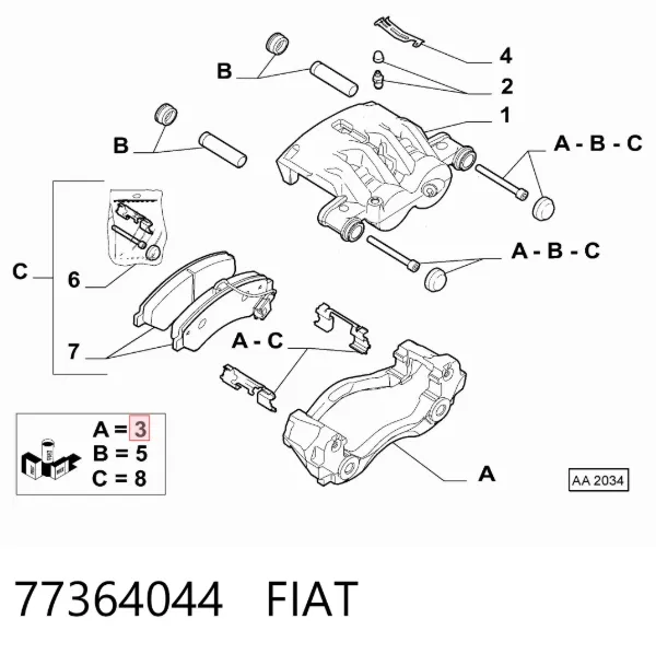 Jarzmo zacisku hamulcowego przedniego 77364044 Fiat/Alfa/Lancia