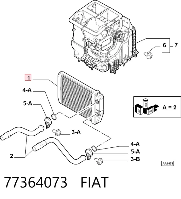 Chłodnica nagrzewnicy (ogrzewacza) 77364073 Fiat/Alfa/Lancia