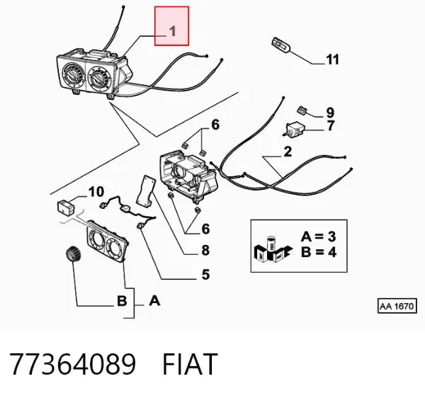 Sterownik trybów ogrzewania/klimatyzacji 77364089 Fiat/Alfa/Lancia
