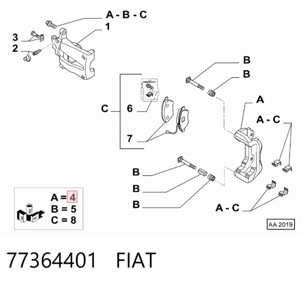 Jarzmo zacisku hamulcowego przedniego 77364401 Fiat/Alfa/Lancia