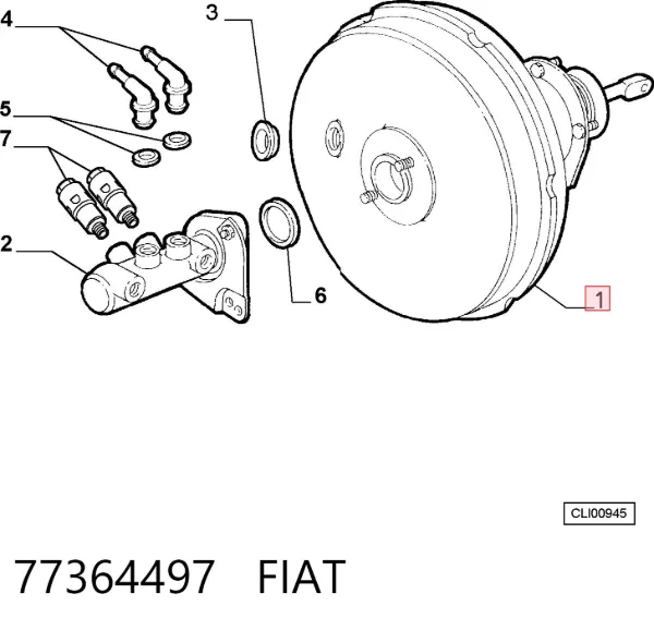 Wzmacniacz próżniowy hamulców 77364497 Fiat/Alfa/Lancia