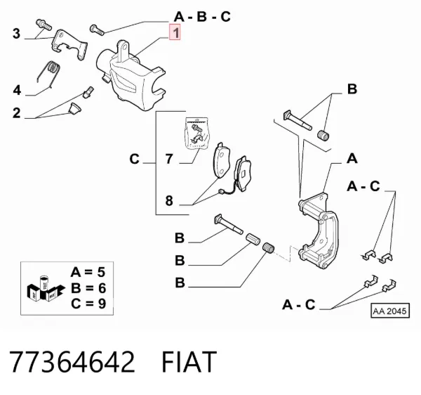 Zacisk hamulcowy tylny lewy 77364642 Fiat/Alfa/Lancia