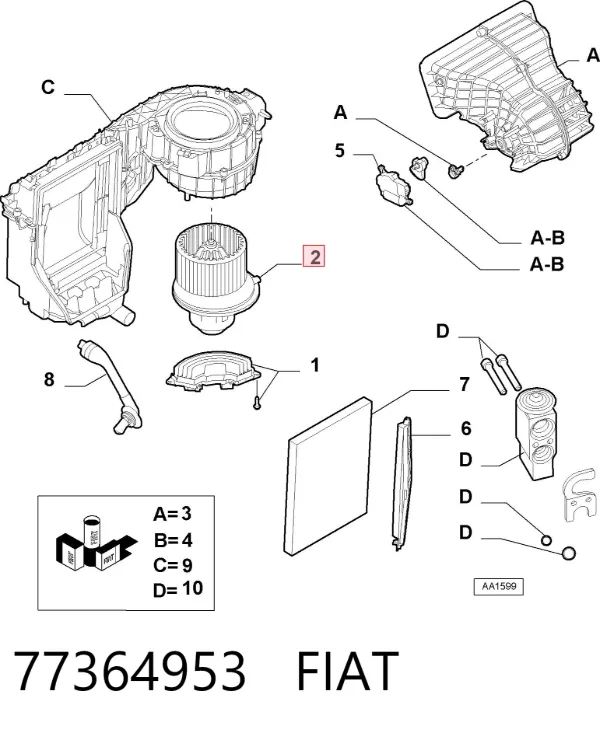 Silniczek wentylatora nagrzewnicy (ogrzewacza wnętrza) 77364953 Fiat/Alfa/Lancia