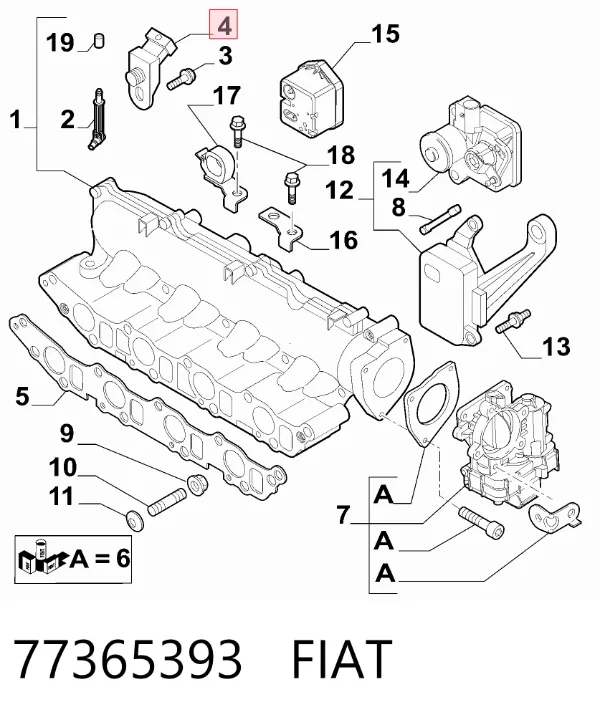 Czujnik ciśnienia w kolektorze ssącym, MAP 77365393 Fiat/Alfa/Lancia