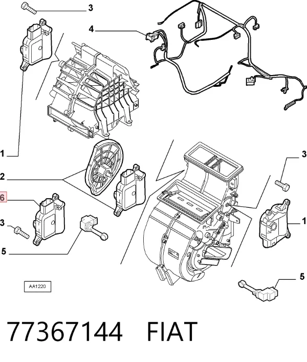 Silniczek klapy nagrzewnicy 77367144 Fiat/Alfa/Lancia