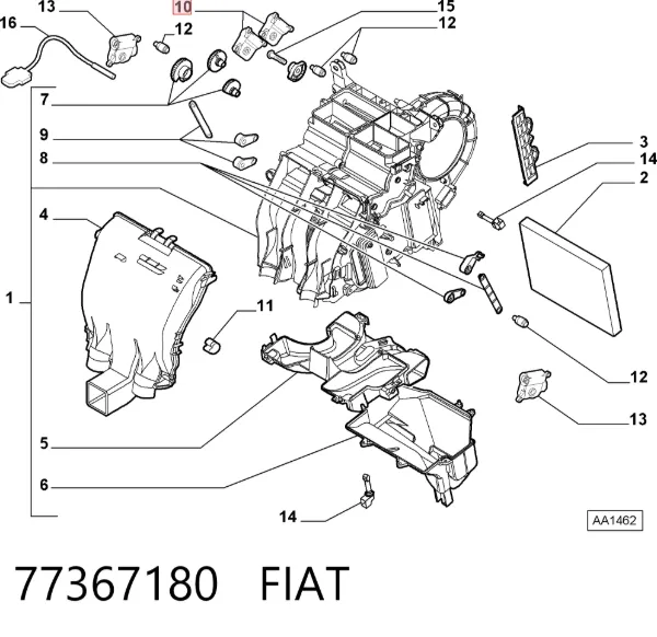 Silniczek klapy nagrzewnicy 77367180 Fiat/Alfa/Lancia