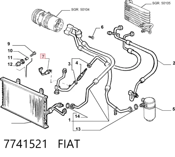 Czujnik ciśnienia bezwzględnego klimatyzacji 7741521 Fiat/Alfa/Lancia