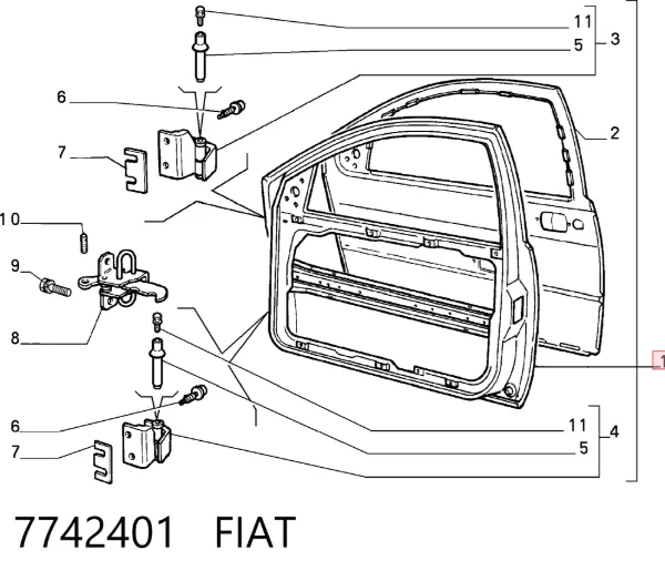 Drzwi przednie lewe 7742401 Fiat/Alfa/Lancia